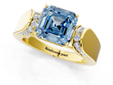Yellow gold Fancy Blue Asscher Cut Cut Diamond Channel Set Solitaire Ring with Four-Prong Setting_1