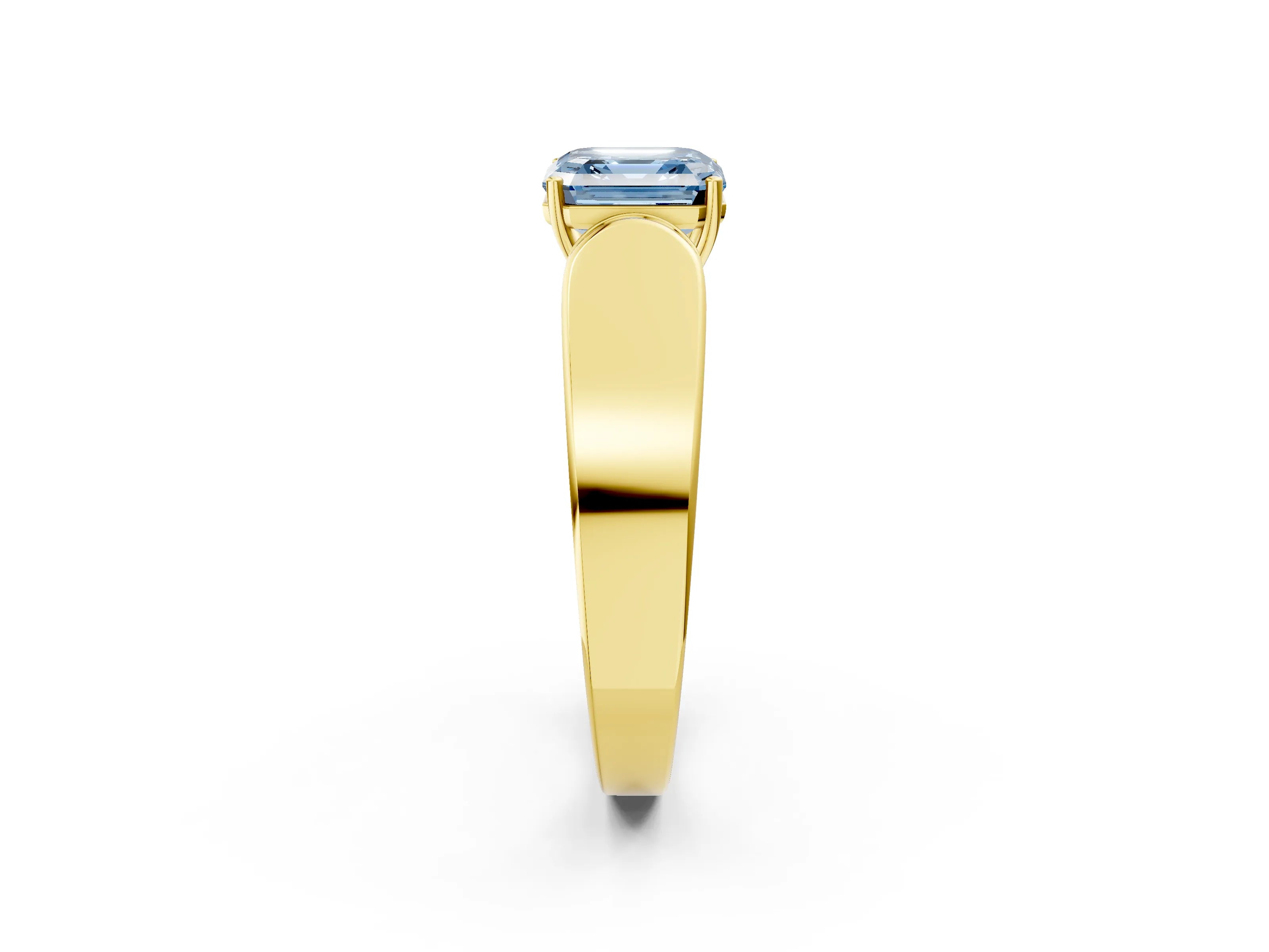 Yellow gold Fancy Blue Asscher Cut Cut Diamond Channel Set Solitaire Ring with Four-Prong Setting_2