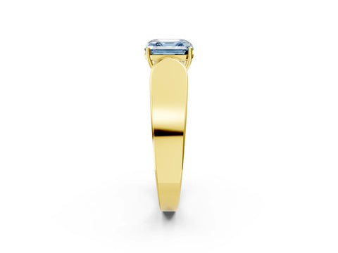 Yellow gold Fancy Blue Asscher Cut Cut Diamond Channel Set Solitaire Ring with Four-Prong Setting_2