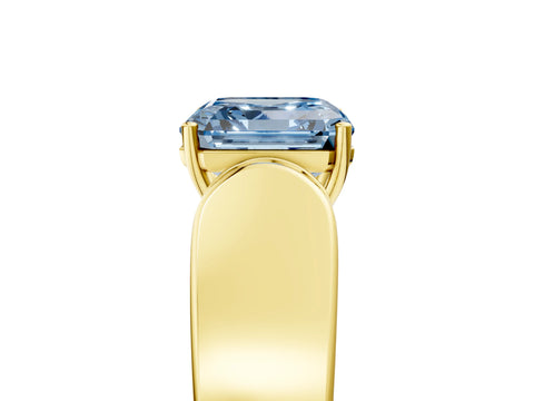 Yellow gold Fancy Blue Asscher Cut Cut Diamond Channel Set Solitaire Ring with Four-Prong Setting_5