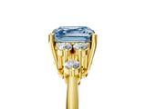 Yellow gold Fancy Blue Asscher Cut Cut Diamond Cluster Ring with Solitaire Band and Four-Prong Setting_5
