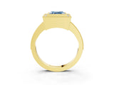 Yellow gold Fancy Blue Asscher Cut-Cut Diamond Halo Engagement Ring with Pave Band and Prong Setting_3