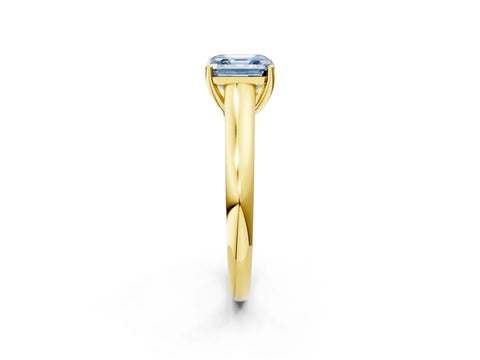 Yellow gold Fancy Blue Asscher Cut Cut Diamond Solitaire Engagement Ring with Tapered Plain Band and Four-Prong Setting_2
