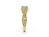 Yellow gold Fancy Blue Asscher Cut Cut Diamond Twisted Band with Milgrain Pave Setting and Four-Prong Setting_2