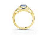 Yellow gold Fancy Blue Asscher Cut Cut Halo Diamond Infinity Band with Four-Prong Setting_3