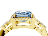 Yellow gold Fancy Blue Asscher Cut Cut Halo Diamond Infinity Band with Four-Prong Setting_4