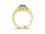 Yellow gold Fancy Blue Asscher Cut Cut Halo Diamond Pavé Engagement Ring with Milgrain Detailing_3