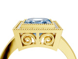 Yellow gold Fancy Blue Asscher Cut Cut Halo Pavé Diamond Ring_4