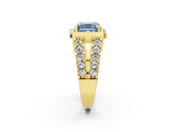 Yellow gold Fancy Blue Asscher Cut Cut Halo Split Shank Prong Set Ring_2