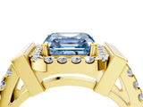 Yellow gold Fancy Blue Asscher Cut Cut Halo Split Shank Prong Set Ring_4