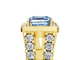 Yellow gold Fancy Blue Asscher Cut Cut Halo Split Shank Prong Set Ring_5