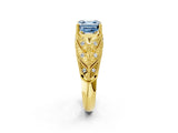 Yellow gold Fancy Blue Asscher Cut Cut Milgrain Pave Diamond Engagement Ring with Four-Prong Setting_17
