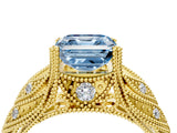 Yellow gold Fancy Blue Asscher Cut Cut Milgrain Pave Diamond Engagement Ring with Four-Prong Setting_19