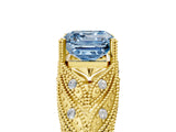 Yellow gold Fancy Blue Asscher Cut Cut Milgrain Pave Diamond Engagement Ring with Four-Prong Setting_20