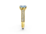 Yellow gold Fancy Blue Asscher Cut Cut Pave Split Shank Engagement Ring with Four-Prong Setting_2