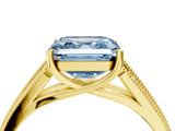 Yellow gold Fancy Blue Asscher Cut Cut Pave Split Shank Engagement Ring with Four-Prong Setting_4