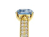 Yellow gold Fancy Blue Asscher Cut Cut Pave Split Shank Engagement Ring with Four-Prong Setting_5