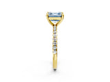 Yellow gold Fancy Blue Asscher Cut Diamond Brilliant Solitaire Ring with Pavé Band and Four-Prong Setting_14