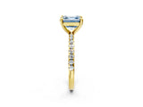 Yellow gold Fancy Blue Asscher Cut Diamond Brilliant Solitaire Ring with Pavé Band and Four-Prong Setting_2
