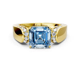 Yellow gold Fancy Blue Asscher Cut Diamond Channel Set Solitaire Ring with Four-Prong Setting_12