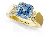 Yellow gold Fancy Blue Asscher Cut Diamond Channel Set Solitaire Ring with Four-Prong Setting_13