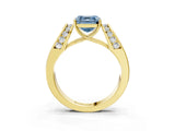 Yellow gold Fancy Blue Asscher Cut Diamond Channel Set Solitaire Ring with Four-Prong Setting_15