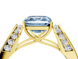 Yellow gold Fancy Blue Asscher Cut Diamond Channel Set Solitaire Ring with Four-Prong Setting_16