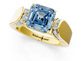 Yellow gold Fancy Blue Asscher Cut Diamond Channel Set Solitaire Ring with Four-Prong Setting_25