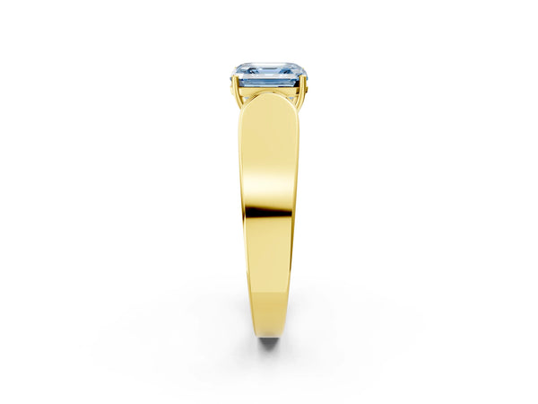 Yellow Gold Asscher Cut Channel Set Engagement Ring Setting for Fancy Blue Center with Wide Band