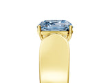 Yellow gold Fancy Blue Asscher Cut Diamond Channel Set Solitaire Ring with Four-Prong Setting_29