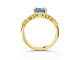 Yellow gold Fancy Blue Asscher Cut Diamond Cluster Pavé Band with Four-Prong Setting_6