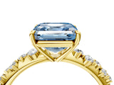 Yellow gold Fancy Blue Asscher Cut Diamond Cluster Side Stone Solitaire Ring with Prong Setting_67