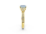Yellow gold Fancy Blue Asscher  Cut Diamond Engagement Ring with Bezel Set Round Side Stones and Prong Setting_67