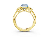 Yellow gold Fancy Blue Asscher  Cut Diamond Engagement Ring with Bezel Set Round Side Stones and Prong Setting_68