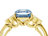 Yellow gold Fancy Blue Asscher  Cut Diamond Engagement Ring with Bezel Set Round Side Stones and Prong Setting_69