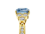 Yellow gold Fancy Blue Asscher  Cut Diamond Engagement Ring with Bezel Set Round Side Stones and Prong Setting_70
