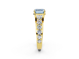 Yellow gold Fancy Blue Asscher  Cut Diamond Engagement Ring with Pavé Band and Four-Prong Setting_5