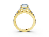 Yellow gold Fancy Blue Asscher  Cut Diamond Engagement Ring with Pavé Band and Four-Prong Setting_6