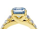 Yellow gold Fancy Blue Asscher  Cut Diamond Engagement Ring with Pavé Band and Four-Prong Setting_7