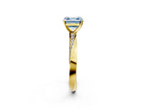 Yellow gold Fancy Blue Asscher Cut Diamond Engagement Ring with Side Stone Accents and Four-Prong Setting_122