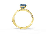 Yellow gold Fancy Blue Asscher Cut Diamond Engagement Ring with Side Stone Accents and Four-Prong Setting_123