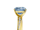 Yellow gold Fancy Blue Asscher Cut Diamond Engagement Ring with Side Stone Accents and Four-Prong Setting_125