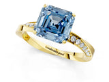 Yellow gold Fancy Blue Asscher Cut Diamond Engagement Ring with Side Stone Accents and Four-Prong Setting_13