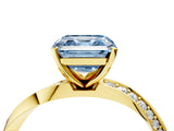 Yellow gold Fancy Blue Asscher Cut Diamond Engagement Ring with Side Stone Accents and Four-Prong Setting_22