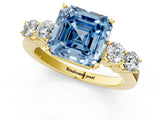 Yellow gold Fancy Blue Asscher  Cut Diamond Five-Stone Prong Set White Gold Ring_66