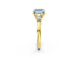 Yellow gold Fancy Blue Asscher  Cut Diamond Five-Stone Prong Set White Gold Ring_67