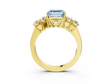 Yellow gold Fancy Blue Asscher  Cut Diamond Five-Stone Prong Set White Gold Ring_68