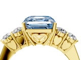 Yellow gold Fancy Blue Asscher  Cut Diamond Five-Stone Prong Set White Gold Ring_69