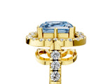 Yellow gold Fancy Blue Asscher Cut Diamond Floral Halo Split Shank Prong Setting Ring_5