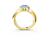 Yellow gold Fancy Blue Asscher  Cut Diamond Halo Engagement Ring with Split Shank and Four-Prong Setting_49